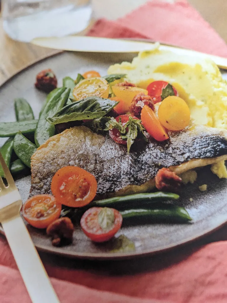 Pan-fried sea bream