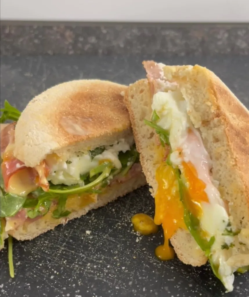 Bacon and Tomato Cakes with Poached Eggs