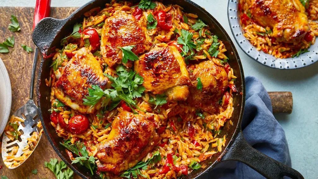 Harissa chicken and orzo
