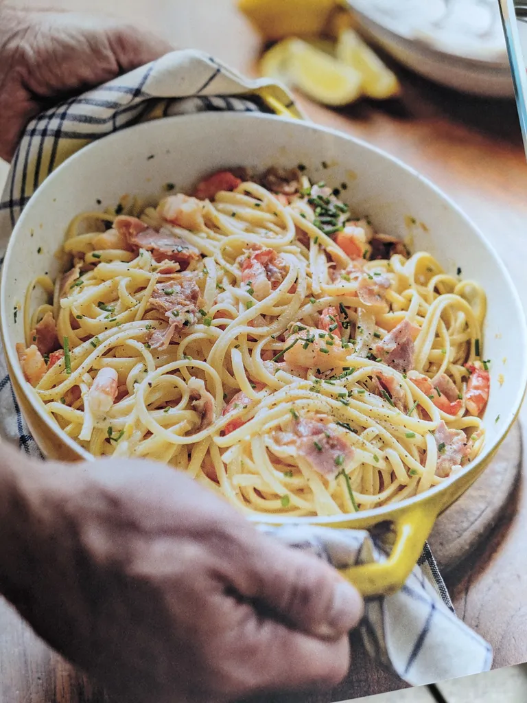 Prawn & prosciutto linguine