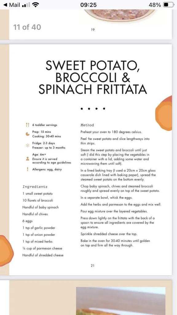 Sweet potato, broccoli & spinach frittata