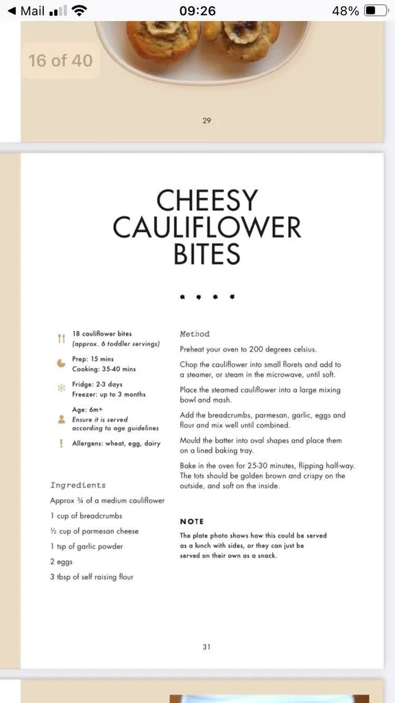 Cheesy cauliflower bites