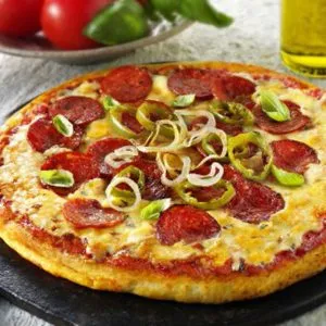 Cheesy courgette pizza