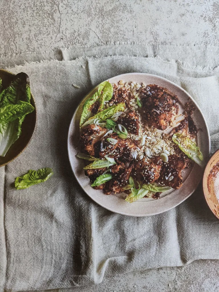 Sticky sesame-baked cauliflower